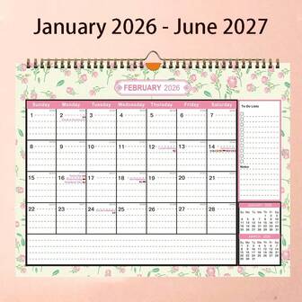 1 st. 2026 minimalistisk flerfärgad blommig väggkalender, 28 x 20 cm, januari 2026 till juli 2027, design med färska blommor och träd och gott om skrivutrymme, lämplig för hem, kontor och planering