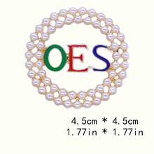 Bestselling Brooch In Europe And America, Middle East Friendship Association Brooch Decoration, One Piece Of Athens OES Letter Sister Pin, Pearl Inlaid Alloy Brooch, Sweater Coat Clothing Jewelry Accessory - OES - 查看 4