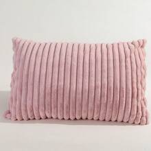 1 件仿兔毛条纹枕套，不含枕芯，拉链开合，柔软舒适的床上用品枕套，可拆卸且易于使用，让您舒适入眠 - 粉色 - 查看 7