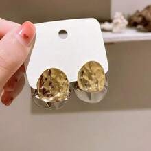 1 Pair Classic Round Hammered Pattern Front & Back Earrings