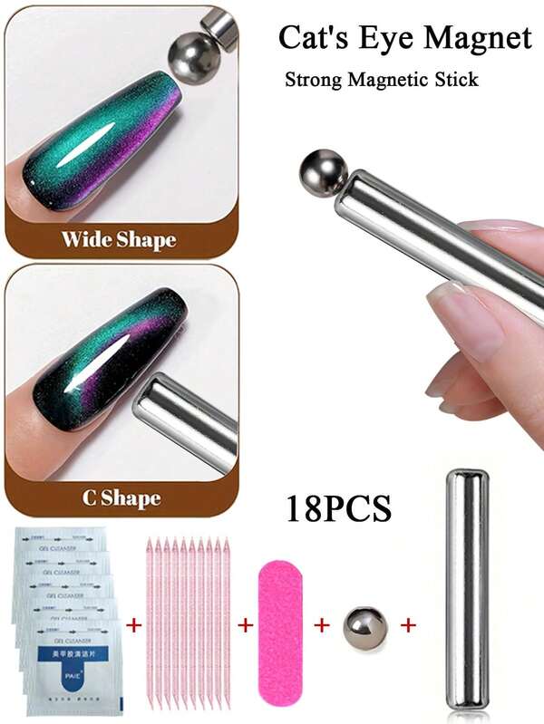New Super Strong Cat Eye Magic Wand For Nails Cylindrical Magnet French Strong Magnetic Stick Supplies Nail Art Design DIY Decoration For Christmas & Halloween Women Beauty Gift 7Pcs/Set ﻿