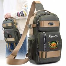 Customized Text, Personalized Name Men's Chest Bag, Custom Halloween Cartoon Cute Large Capacity Men's Waist Bag, Personalized Travel Cycling Hiking Bag, Office Commute Fashion Shoulder Bag, New Casual Men's Chest Bag, Convenient Outdoor Shoulder Bag Backpack, Large Capacity Couple Messenger Bag, Suitable For Work, Hiking, Travel, Outdoor Sports, As A Gift For Father, Family, Friends, Brothers, Boyfriend