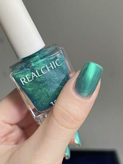 REALCHIC 10ml/Pcs Dark Green Chameleon Glitter Water Based Nail Polish,Fast Dry,Long Lasting,Peel Off,Manicure Nails Art For Women & Girls,Halloween Gifts