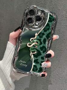 Snake Skin Printed Electroplated Cream Printed Soft Case Compatible With IPhone 16/16 Pro/16 Pro Max, 15, XR, 7P 8P, P12 Pro Max, P13 Pro Max, P14 Pro Max, P13, P14, P11, P12, P14, XS/S/XS Max/7 8 GES2, Cute & Fashionable Thick Phone Protective Cover