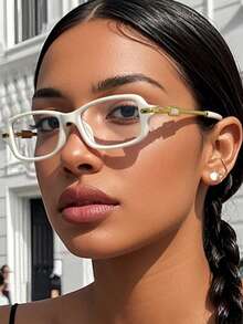 1pc Retro Rectangular Minimalist Unisex Clear Lens Glasses, Versatile Punk Chic Style For Parties, Street Fashion, Casual Wear