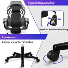 ALFORDSON Racing Desk Chair, Ergonomic Height-Adjustable & Padded 150 Kg Load Capacity Office Chair, Swivel PC Gaming Chair For Home Office, PU Leather And Fabric, Orange - White - View 4