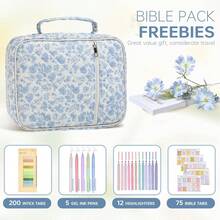 Bible Cover Case &Study Supplies Accessories For Women Large Bible Cover With Durable Handle Quilted Bible Carrying Case For Girls Bible Study Supplies Accessories Bible Study Supplies Bible Journaling Kit Pink Book Carrying Case With Bible Highlighters, Mothers Day Christian Gifts For Women - Autumn Butterfly Bloom - 查看 4