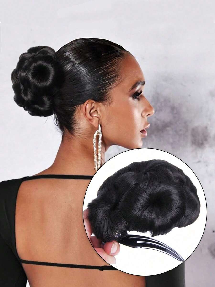 夹式接发，合成发髻，带9朵花苞，适合女性日常佩戴