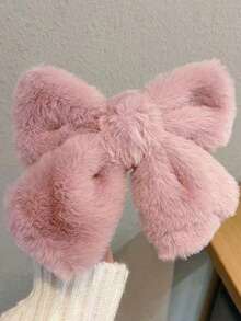 Solid Color Plush Big Bow Hair Clip, Plush Hairpin Barrette, Fluffy Hair Claw Clip Hair Accessory, Hair Slide, Hair Barrettes, Winter Accessories Women, Hair Accessories, Head Accessories - Multicolor - View 7