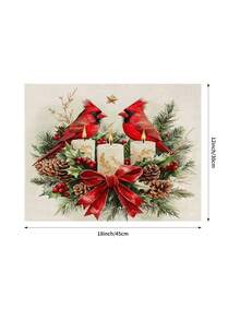 1pc Christmas Bird Table Runner, Christmas Decorative Table Runner, Christmas Linen-Like Table Runner, Table Runner, Table Runner, 1pc Table Runner, 4pcs Placemats, 1pc Pillow Cover, 3 Products Available, Seasonal Home Decor Indoor & Outdoor For Winter, Christmas Party, Christmas Room Decor - Multicolor - View 6