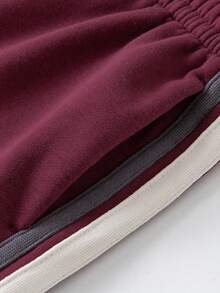 mini bala Quần ống rộng mềm mại co giãn thoải mái cho trẻ em phong cách thường ngày ở trường đại học - rượu vang đỏ - Xem 4
