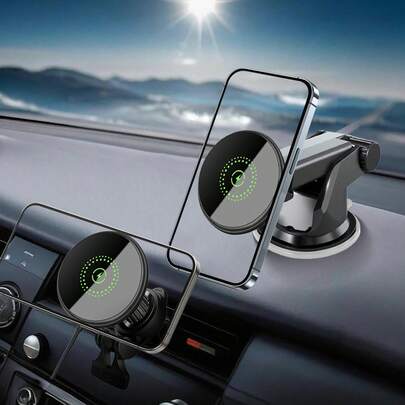 Magnetic Car Mount Charger, 2 In 1 Magnet Car Phone Holder Mount Car Accessories Compatible With IPhone 17 16 15 14 13 12 Series Only, Air Vent/Dashboard Charging Suction Cup Phone Mount Holder Office, Dorm, Home Wireless Charger Phone Charger