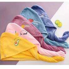 1 件速干超细纤维毛巾 - 柔软珊瑚绒，吸水浴帽，超强吸水干发巾，刺绣，无甲醛，浴室用品，浴室配件