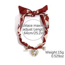 Fashion Silk Scarf Necklace Light Luxury High-End Fabric Necklace Colorful Silk Scarf Necklace - N2509-1愛心 - 查看 5