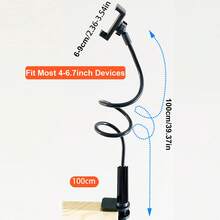 1 件升级加厚长臂柔性鹅颈手机支架夹带手柄，床边懒人手机支架，桌面手机支架 - 黑色 - 查看 5