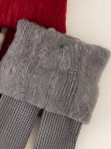 3/1 Pack Girls Tights/Leggings, Solid Color, Minimalist, Comfortable, Warm, Thermal Lined, Classic Vertical Stripe Design, Suitable For Birthday Party, Holiday Gift, Back To School, Travel, Outdoor Sports, Daily Wear, Random Color & Style