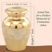 - Urn Ashes Adult Male Female Memorial Gifts, Ashes Keepsake L Aluminium Metal With Classic MOP Theme Velvet Box Handcrafted Memorial Box Funeral, 3 Cu In