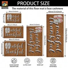 1pc/2pcs Grateful Thankful Pattern Bathroom Anti-Slip Mat, Faux Cashmere Material, Plush Decoration Suitable For Bathrooms, Doorways, Kitchens & Festive Decorations, Machine Washable, Gift Idea - Multicolor - View 3