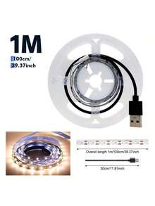 [10m/5m/3 米/2m/1m 柔性 USB LED 灯带，卧室 LED 灯，柔性装饰灯带，高亮度可切割和粘贴照明灯带，适用于卧室、橱柜、厨房 DIY，无需电池、电视背光，适用于电视背光、卧室、橱柜、厨房、DIY 照明] - 白色外殼 - 查看 12