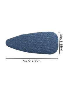 2个/3个装女士时尚优雅纯色牛仔布格子水滴BB夹，刘海侧夹，适合日常外出发型装饰配饰，波西米亚优雅风，头部配饰，发夹 - 彩色 - 查看 3