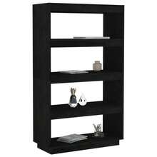 Libreria/divisorio per ambienti Larryhot Nero 80x35x135 cm Pino massiccio, robusto e durevole, facile da montare, stile decorativo, adatto per riporre soprammobili, statuette, libri, piccoli oggetti, ecc. - nero - Visualizzare 5