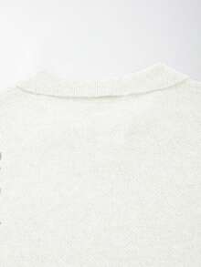 男士休闲宽松纯色 Polo 领轻薄长袖针织套头衫，通勤百搭，适合秋冬季穿着 - 白色 - 查看 10