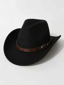 A Classic Cowboy Hat For Both Men And Women, Paired With A Brown Belt And A Silver-Black Bull Logo, And A Metal Buckle, Is An Adjustable Outdoor Performance Hat Suitable For Both Men And Women. It Is Perfect For Casual Daily Wear, Outdoor Activities, Horseback Riding, Party Stage Performances, And Western Cowboy Gatherings