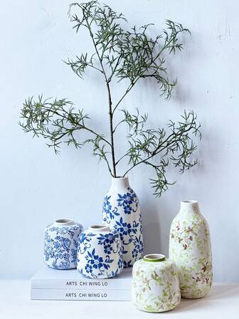 1pc Blue And White Porcelain Vase, Underglaze Hand-Painted Ceramic Art Decor, Vintage For Living Room, Dining Room, Home, Homestay, Hotel, Cafe, Dried Flowers, Hydroponics, Suitable For Housewarming, Holiday Gifts Home Decor Room Decor Flower Vase Glass Vase