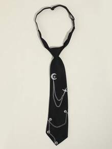 1件女士时尚水晶月亮星星金/银链可拆卸流苏黑色领结，适合宴会、派对、送礼、衬衫、学校服装、圣诞装饰等场合。 - 多色(月亮星星) - 查看 12