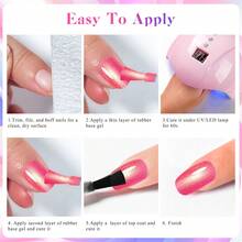 FOUR LILY 6Pcs/Set Glitter Sequins Rubber Base Gel Nail Polish Nude Pink Soak Off UV Gel Semi Permanent Reinforced Gel 10ml