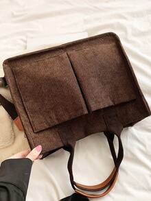 [US-Based Shipping]Brown Stylish Large Capacity Solid Color Corduroy Tote Bag For Women,Letter Patch Multi-Pocket Shoulder Bag For Commuting & Going Out, Lightweight Durable Removable Shoulder Strap Outdoor Travel Crossbody Bags, Casual Versatile Square Shopping Handbag,Simple Versatile,Hobo Tote Bag For Women, Casual Large Capacity Purse Bucket Bag, Shoulder Satchel Daypack For Outdoor Travel And Work Commuting, Vintage Satchel Shopping Bags Computer Handbag,Purses And Bags Women Bags For Women Black Purse Beach Bag Halloween Tote Bags For Women Bolsos Para Mujer Crossbody Bags For Women Handbags For Women White Purse Totes Bags For Women Brown Purse Clear Bag School Bag Bride Purses For Women Wedding Clear Purse Work Bag Lunch Bag For Women Carteras Para Mujer - 棕色 - 查看 8