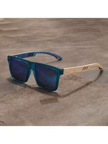 Ultra-Light Unisex Glasses - Retro Walnut Style Frame, Fashionable Glasses Without Prescription With, Suitable Daily And Formal Occasions - Valentine's Day And Father's Day - Wide Frame (>139mm), Casual Wear, Fashionable Design, Durable Material, Polarized Lenses, Unisex Accessories FDJR - 藍色 - 查看 3