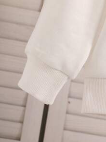 2pcs/Set Girls' Spring/Summer New Sporty & Energetic Letter Embroidery Contrast V-Neck Long Sleeve Sweatshirt + Pleated Mini Skirt, Girls Spring/Summer Outfit - Green - View 4