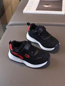 زوج من أحذية رياضية للأطفال، أحذية جري جديدة للربيع/الخريف للأولاد/البنات، أحذية كاجوال بنعل ناعم وشبكة تنفس - الأسود - مشاهدة 4