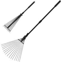 Collapsible Garden Rakes - Garden Rake 25 Tines - 31-67 Inch Adjustable Rakes For Lawns, Artificia - Heavy Duty Metal Tines - Black - Default - View 1