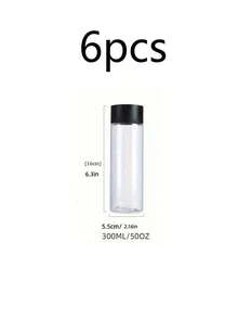 1/3/6/9pcs Transparent PET Plastic Juice Bottles With Black Caps - Reusable, Large Capacity Leak-Proof Beverage Containers, Plastic Sensory Bottles, Portable Drink Containers Suitable For Juice, Milk And Other Beverages, Clear Water Bottles, Ideal For Outdoor, Camping - Multicolor - View 14