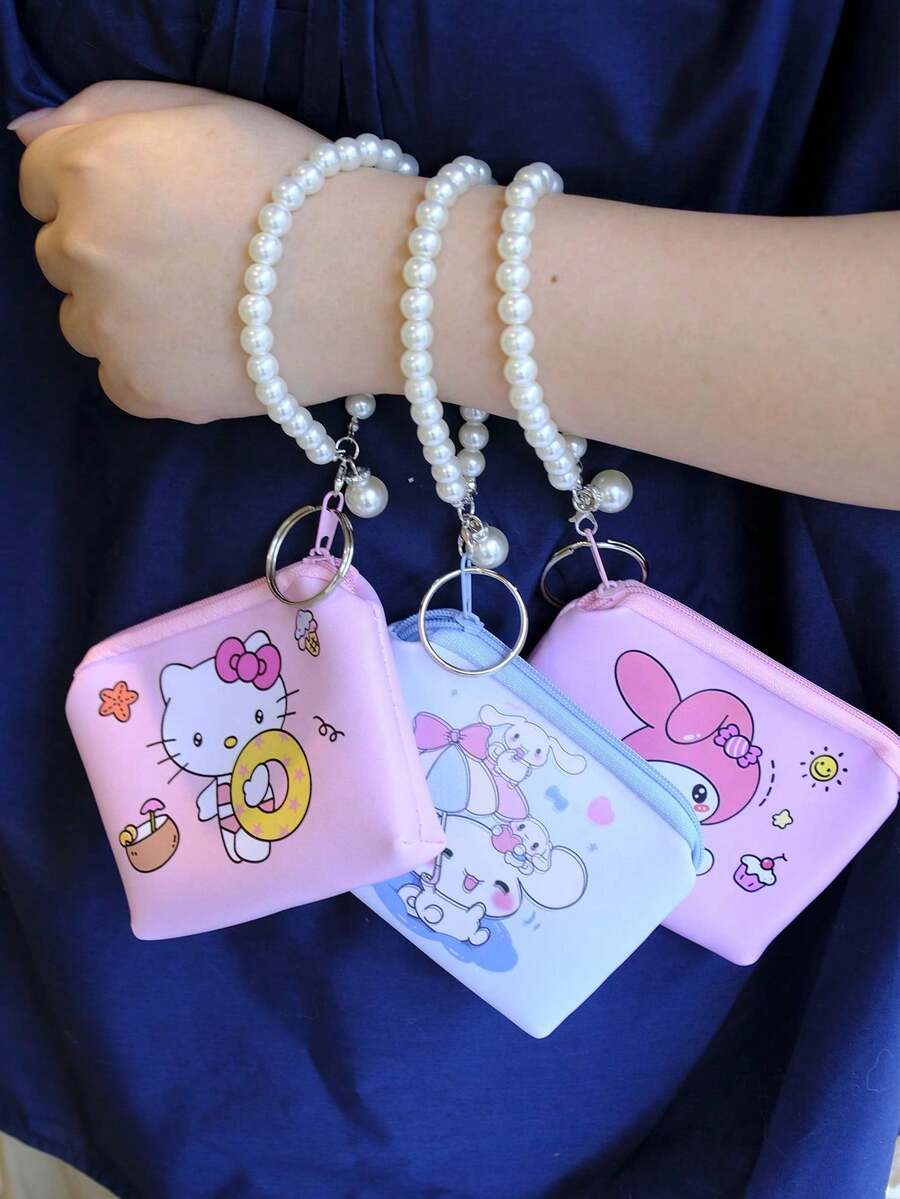 1 Piece Sanrio Hello Kitty Cartoon Cute Creative PU Coin Purse Storage Key Bag Coin Bag Mini Wallet Gift Wallet - Multicolor - View 1