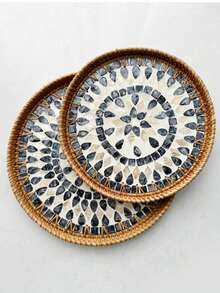 1pc Ins Style Natural Handwoven Minimalist Forest Rattan Storage Tray, Round Creative Woven Tray, Multifunctional Snack Plate, Jewelry Organizer Tray, Suitable For Home Decor, Bedroom Storage, Dining Table Food Arrangement, Can Hold Coffee, Bread, Fruits And Other Items To Enhance Living Quality