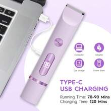 女士电动剃须刀，LED电量显示，二合一电动剃须刀，适用于女性腿部、腋下、面部和私密部位，可充电剃须刀/体毛修剪器，干湿两用，400mAh电池容量 - 彩色 - 查看 11