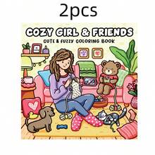 【手绘减压】温馨女孩与朋友治愈系24页涂色书 | 适合初学者描摹 + 减压涂鸦，成人及青少年适用，简约大尺寸放松图案，厚实不透明，文具用品，学习用品，送给女孩、婚礼季、母亲节的完美礼物 - 舒適女孩和朋友 - 查看 12