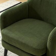 30.3" Wide Modern Barrel Accent Armchair With Track Armrest Solid Wooden Legs Comfy Upholstered Club Chair Round Single Home Sofa For Living Room Bedroom Reading Room Corduroy Green - 燈芯絨綠色 - 查看 6