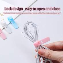 60/30/10 piezas Bolsa organizadora de cables de silicona, Amarres de cables de viaje reutilizables, Enrollador de cables USB, Correa organizadora de cables - Multicolor - Ver 7