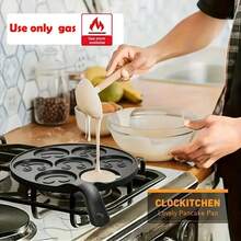 7件套不粘煎饼模具，带华夫饼模具 - 耐用铝合金材质，完美制作蓬松煎饼、华夫饼和可丽饼，是家庭和餐厅的理想之选，餐厅品质煎饼 | 装饰性煎饼造型 | 耐用铝合金 - 彩色 - 查看 9