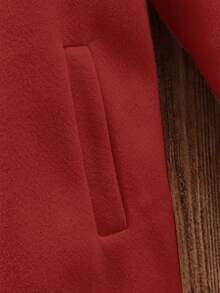 Girls' Casual Lapel Fleece Jacket, Versatile - Red - View 4