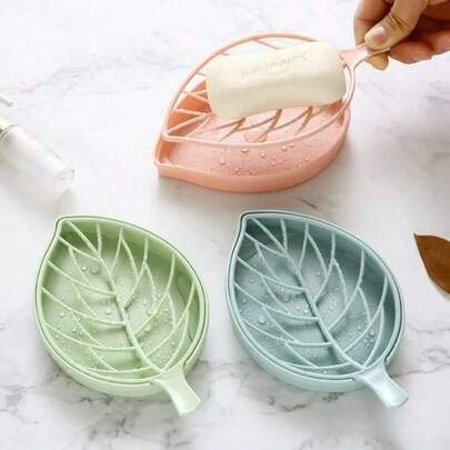 Bathroom Creativity Leaf Soap Box, Bathroom Non-Punching Double-Layer Soap Box, Bathroom Drain Soap Storage Rack