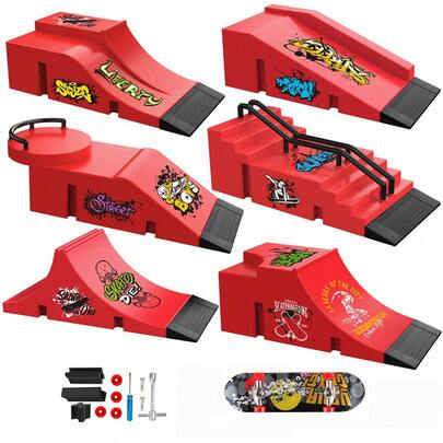 Youth DIY Finger Skateboard Kit, Including 1 Finger Skateboard, 1 Ramp Stand And Tool Accessories - Fun Finger Training Props, Ideal Gift For Christmas/Halloween/Birthday Parties