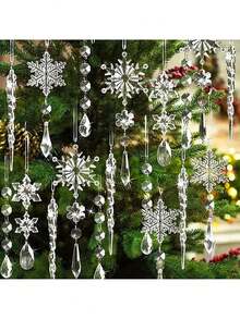 12 sztuk Boże Narodzenie Przezroczysty Sopel Wisiorek Dekoracja Choinki Linia Wisiorek Wiszące Ozdoby Choinkowe, Dekoracja Sceny, Dekoracja Pokoju, Dekoracja Domu, Dekoracja Okna Wisiorek, Dekoracja Imprezy Świątecznej