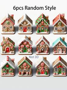 12 pièces - Ornements de maison en pain d'épices pour décoration de sapin de Noël, ornements de Noël en bois à suspendre, décorations de Noël de maison en pain d'épices à suspendre pour décorations de fêtes, décorations de sapin de Noël, décoration de maison, motifs de fêtes, décorations de maison, décoration de bureau, décoration d'arbre et décoration de fête