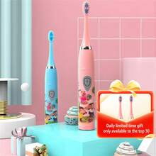 Electric Toothbrush, Smart Cartoon Soft Bristle Toothbrush With Replacement Brush Heads