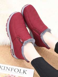 Women's Warm Fleece-Lined Winter Ankle Boots Slip-On Casual Shoes